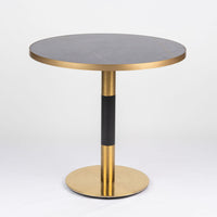 Gold Aluminium Edge Laurent Black Sintered Stone Table Top with Round Brass Table Base