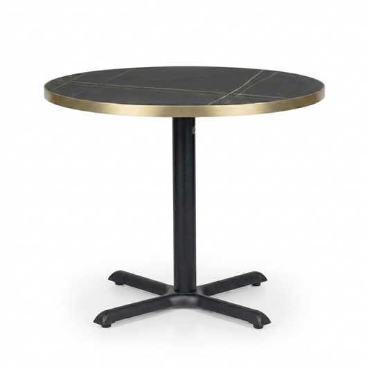 Gold Aluminium Edge Laurent Black Sintered Stone Table Top with Maxton XL Table Base