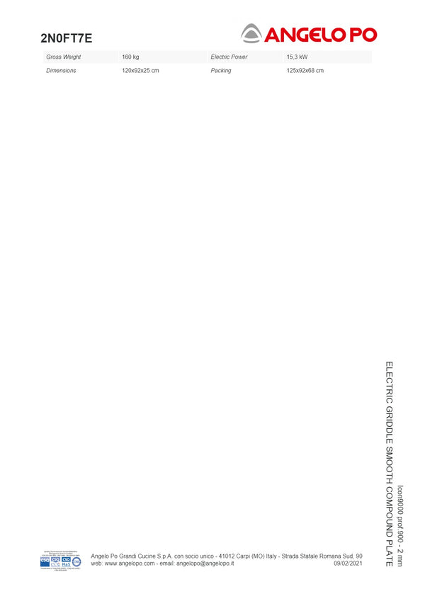 Angelo Po Icon9000 2N0FT7E - Griddle