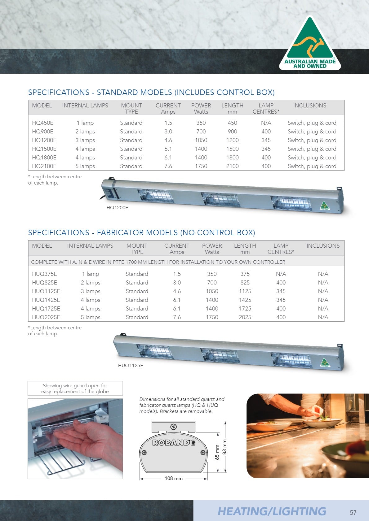 Roband HUQ2025E - Quartz Heat Lamp