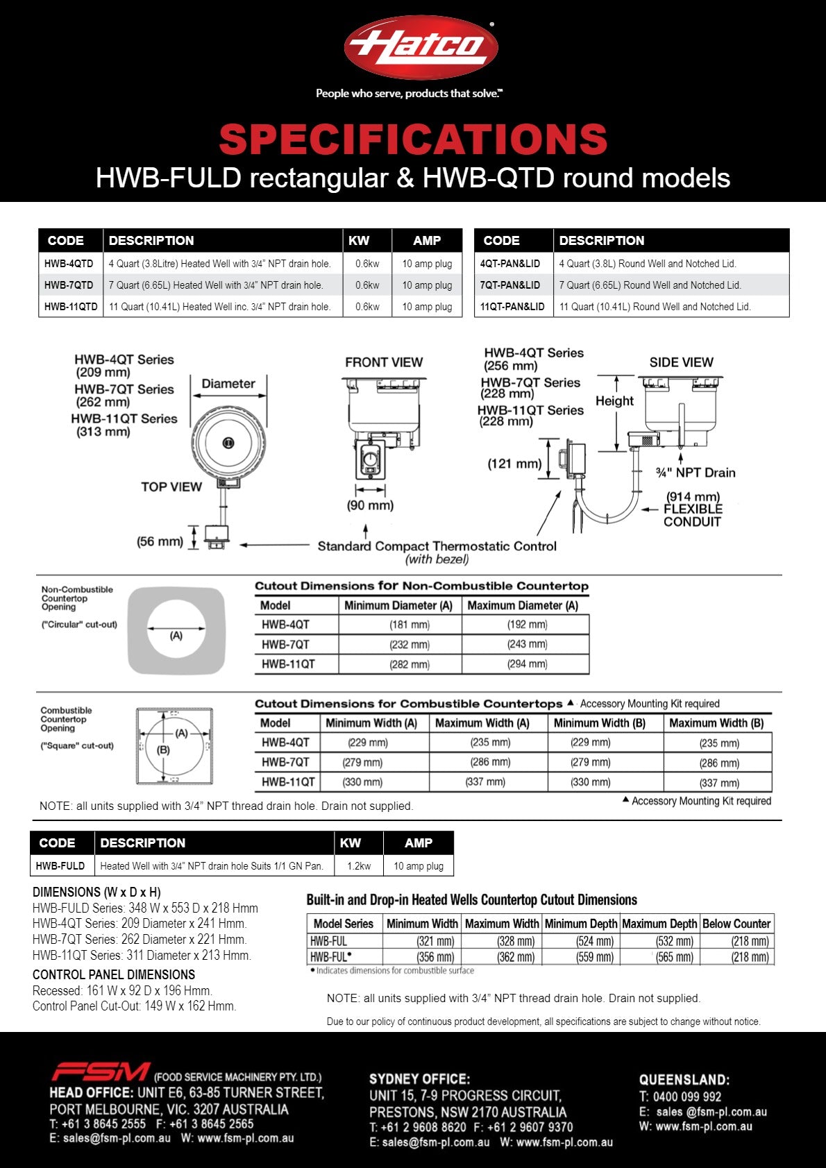 Hatco HWB-7QTD - Built-In Heated Well