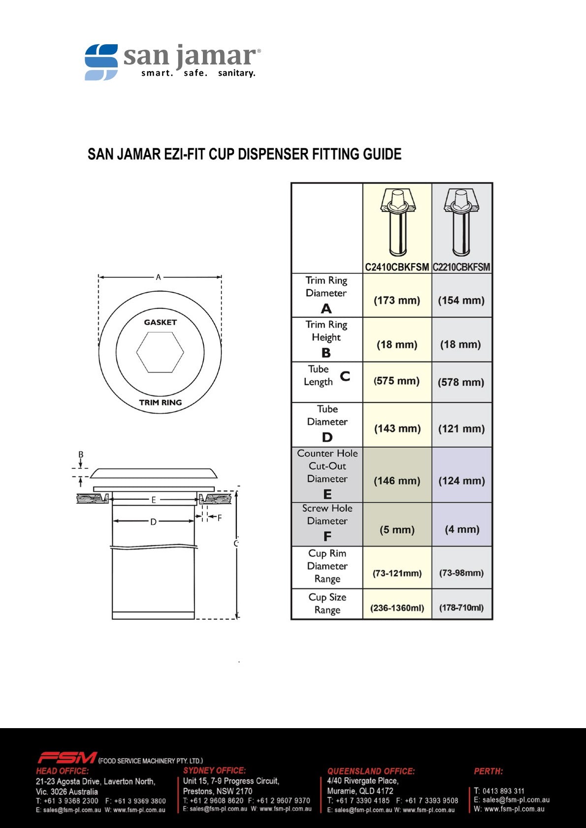 Thumbnail - San Jamar EZ-Fit C2210CBKFSM - Counter Mount Cup Dispenser