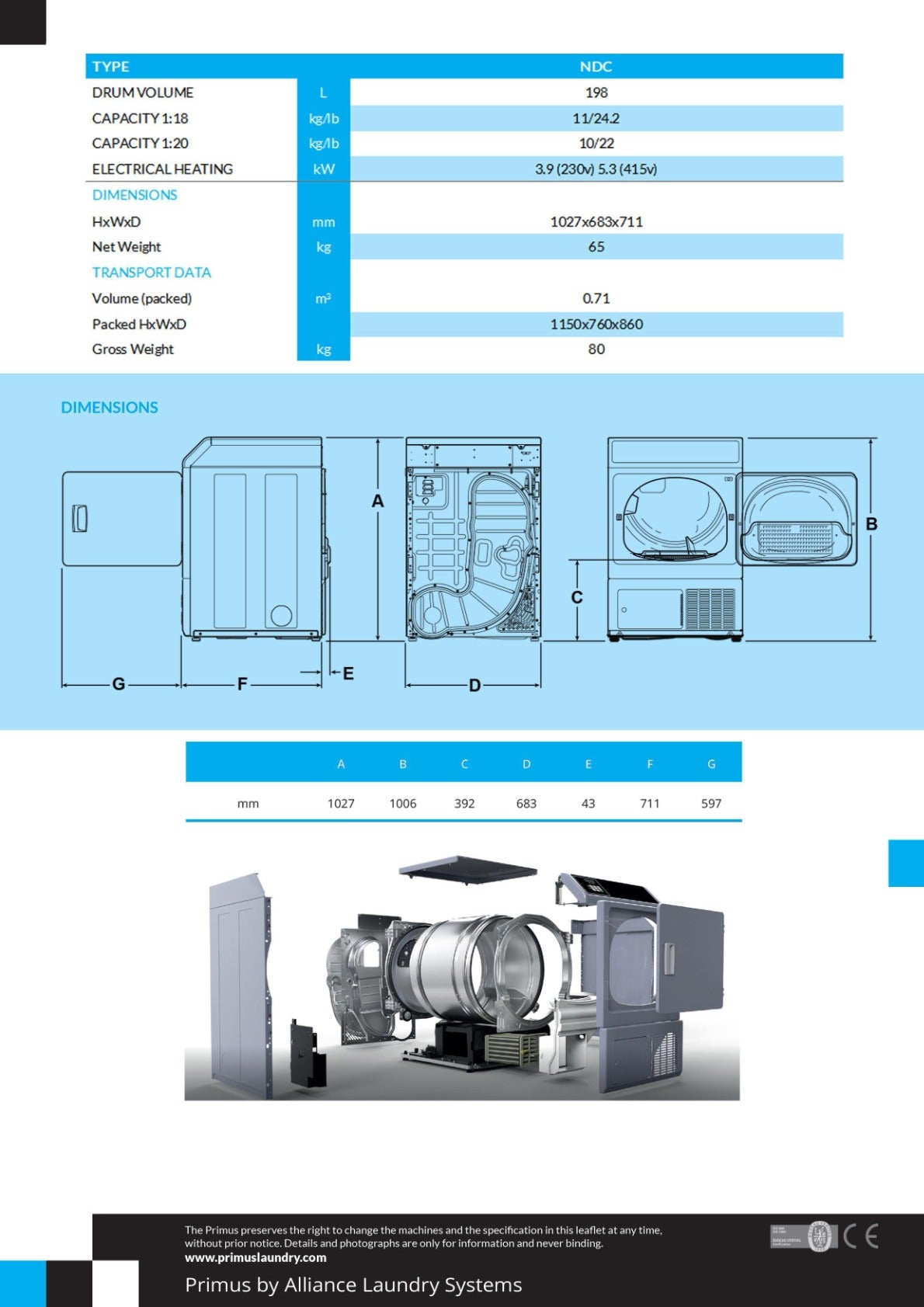 Primus NDC - Condenser Dryer