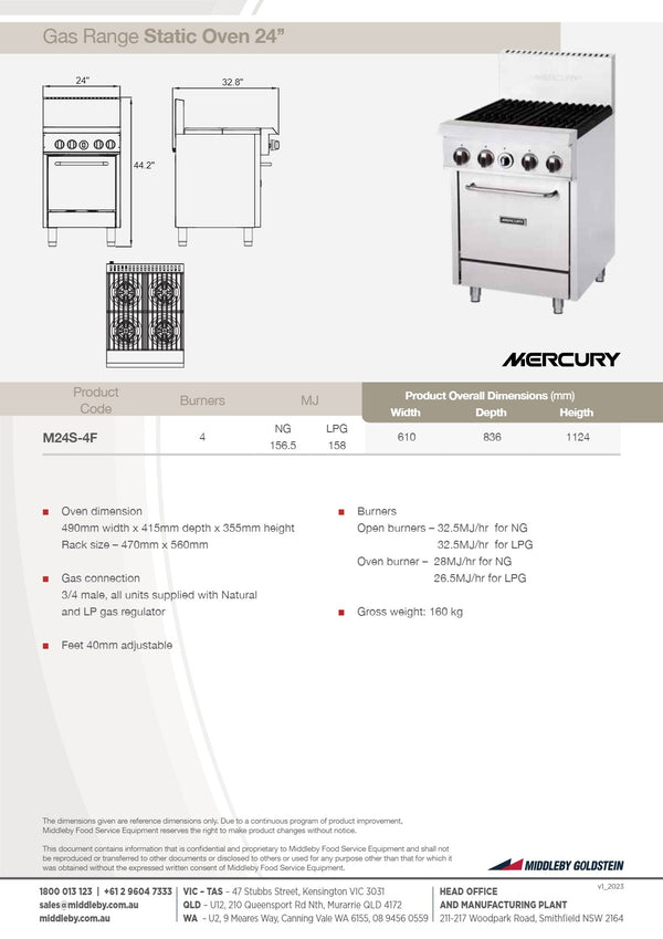 Mercury M24S-4F - Range Oven
