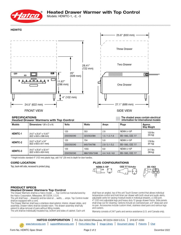 Hatco HDWTC-2 - Drawer Warmer