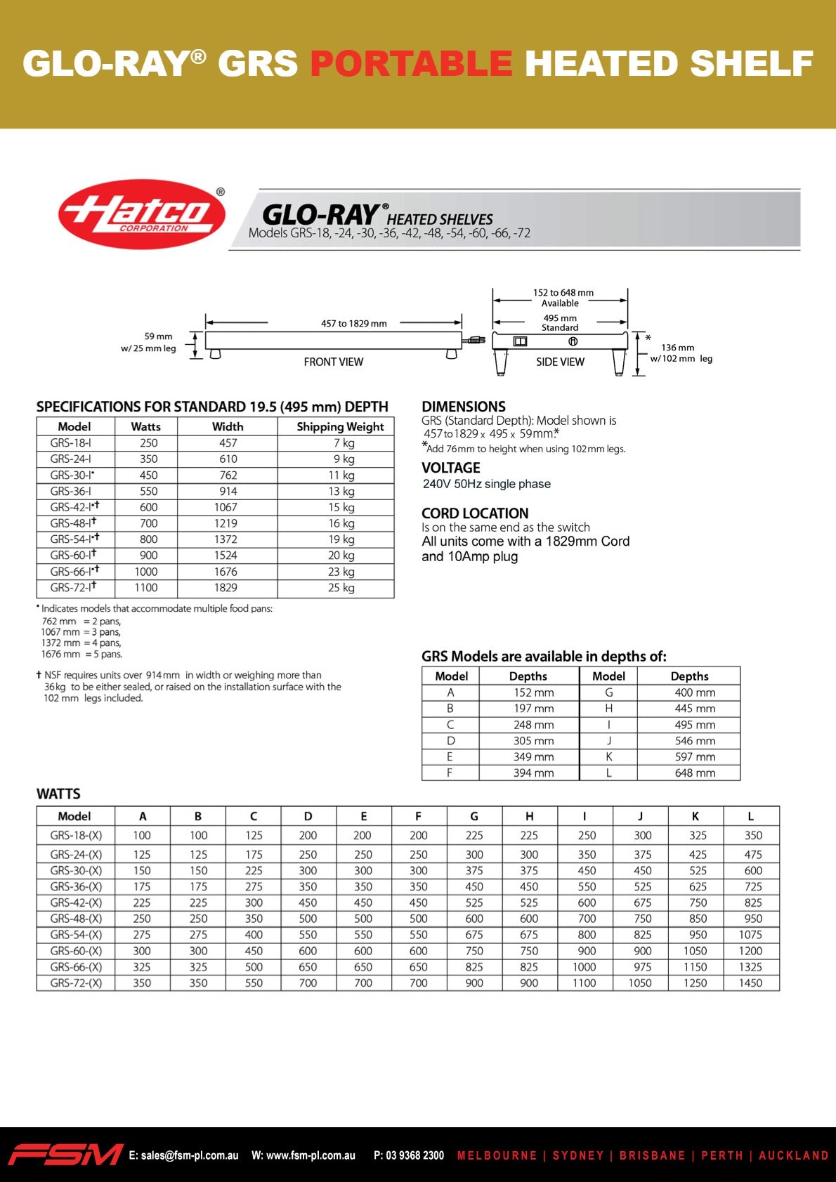 Hatco Glo-Ray GRS-36-I - Portable Heated Shelf