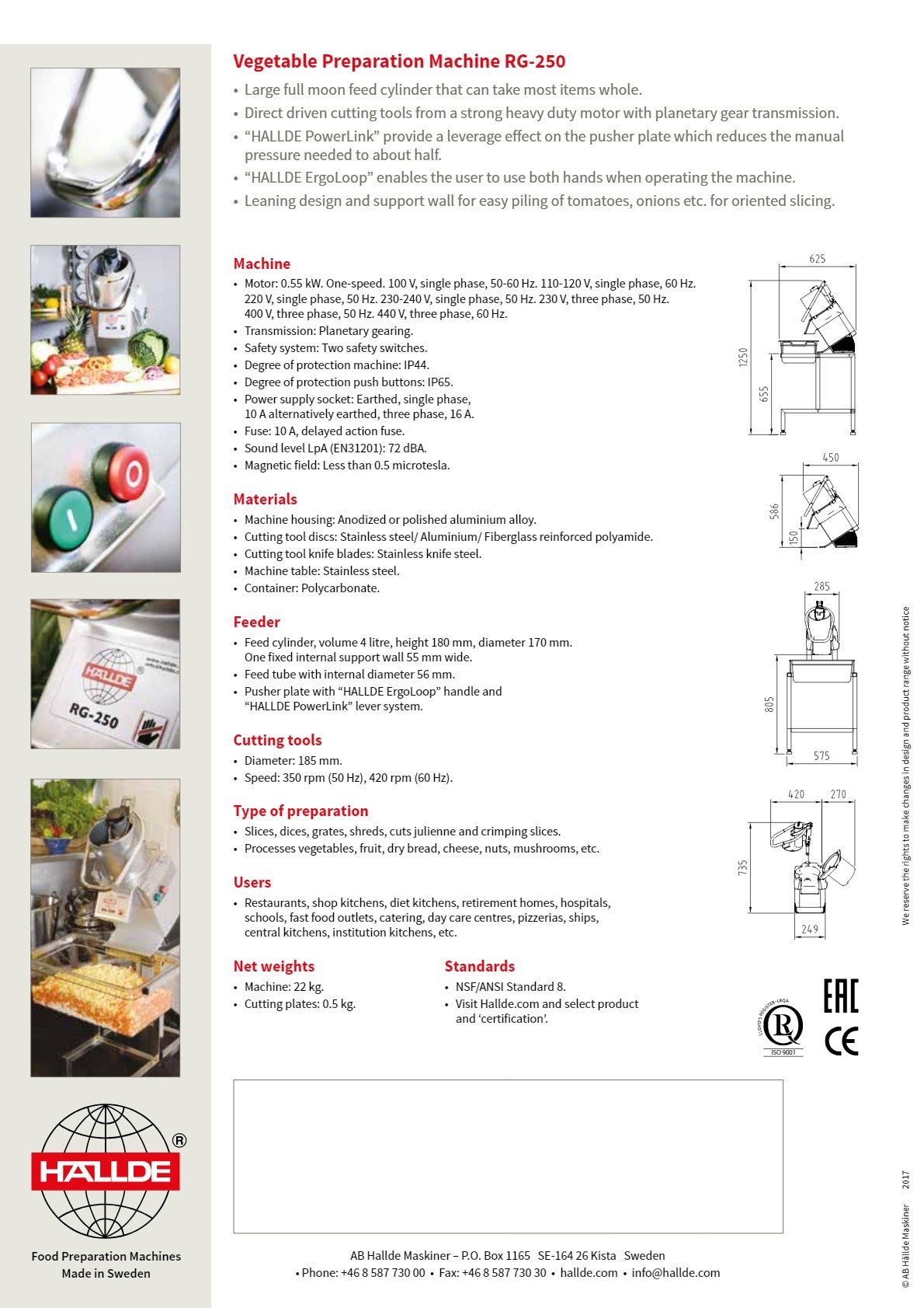 Hallde RG-250 - Vegetable Prep Machine
