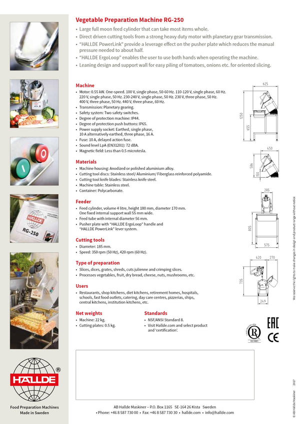 Hallde RG-250 - Vegetable Prep Machine