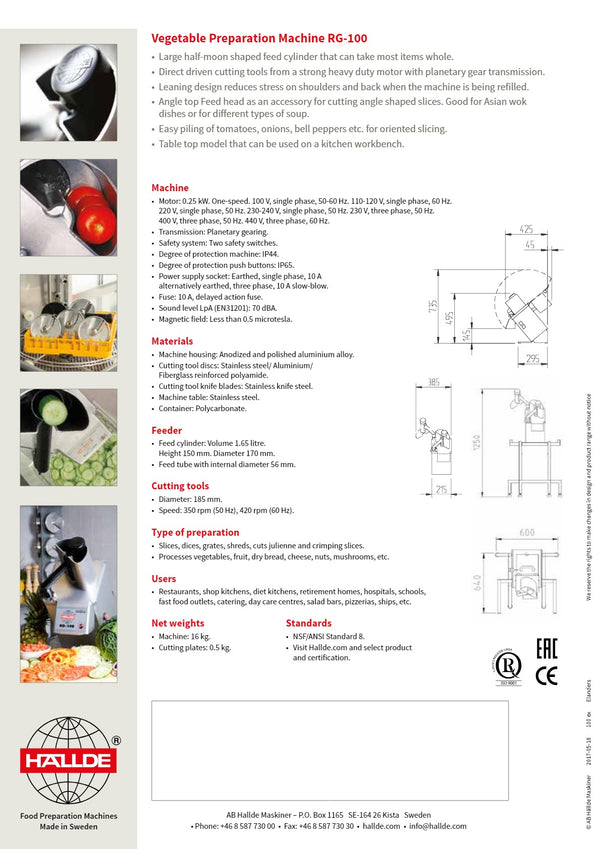 Hallde RG-100 - Vegetable Prep Machine