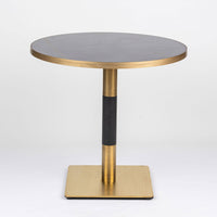 Gold Aluminium Edge Laurent Black Sintered Stone Table Top with Square Brass Table Base
