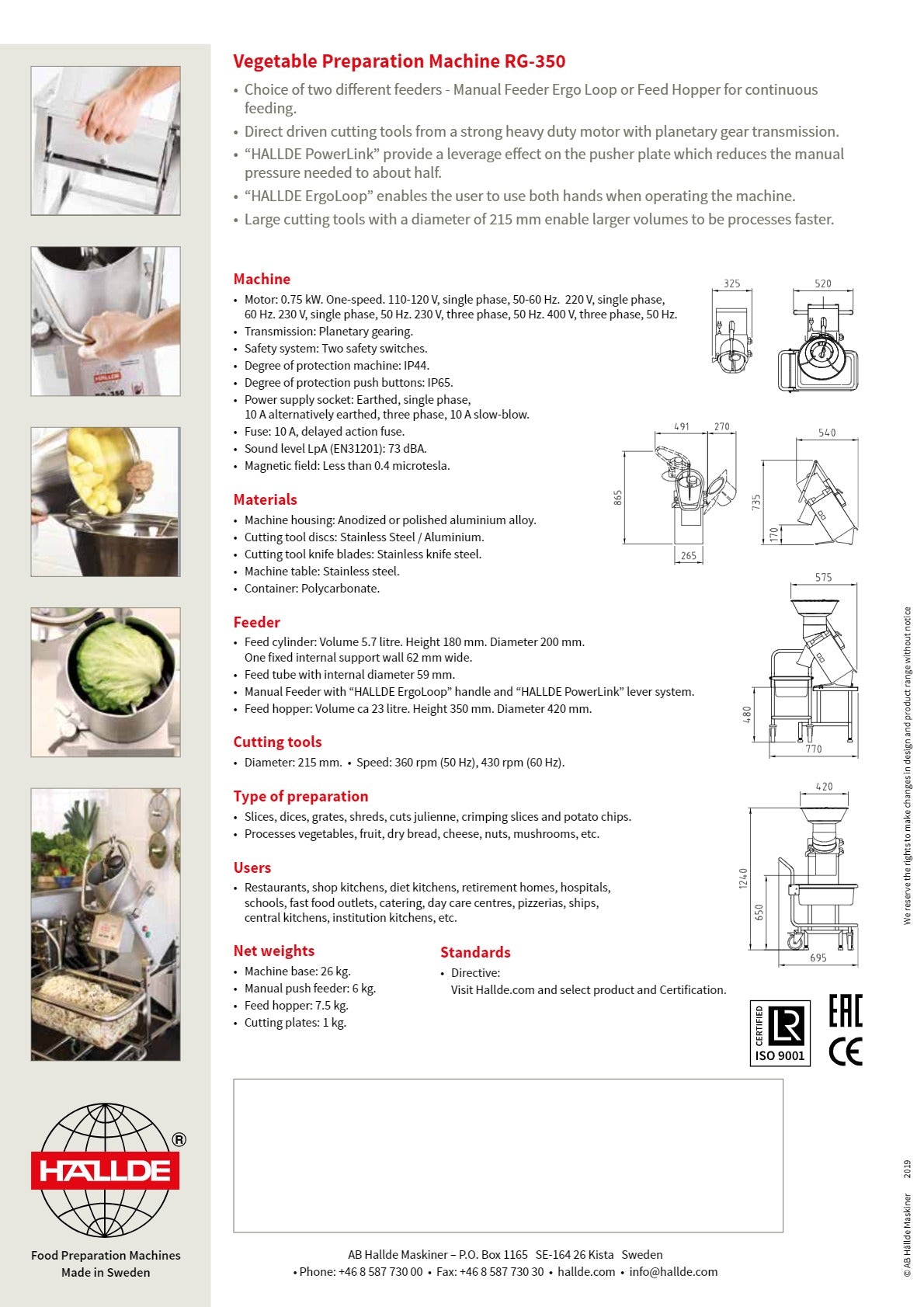 Hallde RG-350 - Vegetable Prep Machine