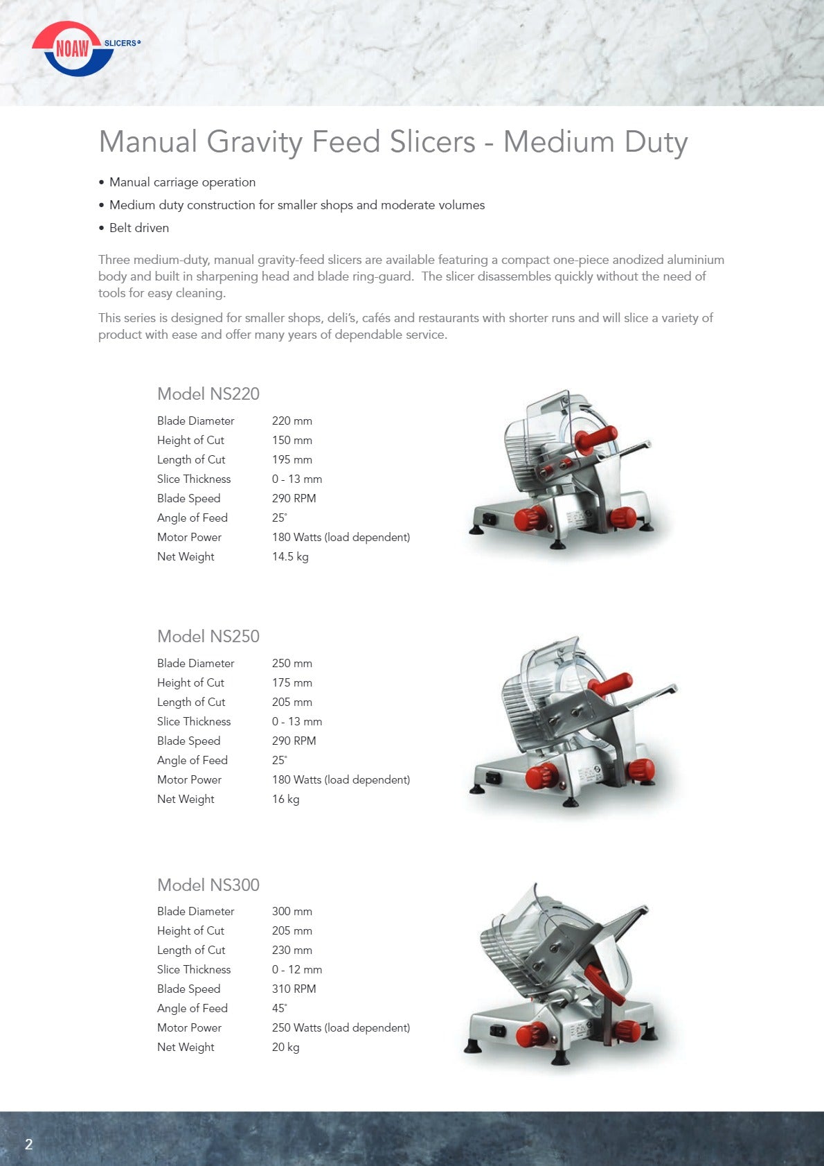 Noaw NS250 - Gravity Feed Slicer