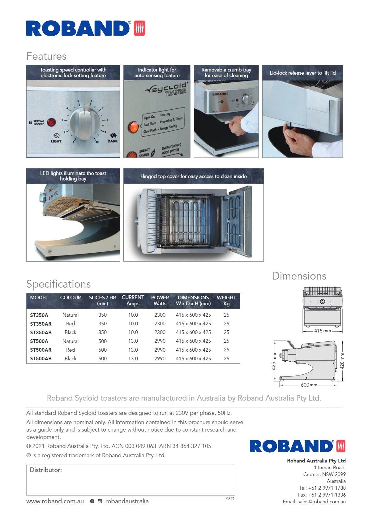 Roband Sycloid ST350AR - Conveyor Toaster