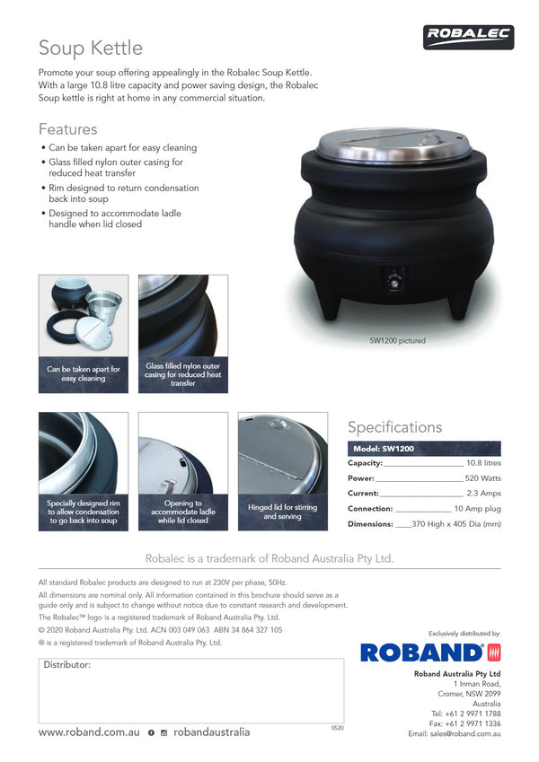 Robalec SW1200 - Soup Kettle