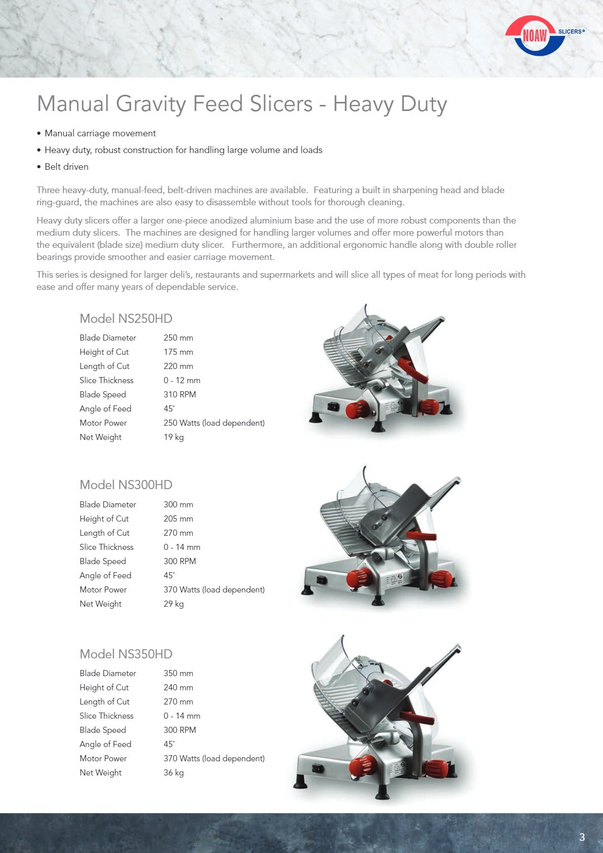 Noaw NS350HD - Gravity Feed Slicer