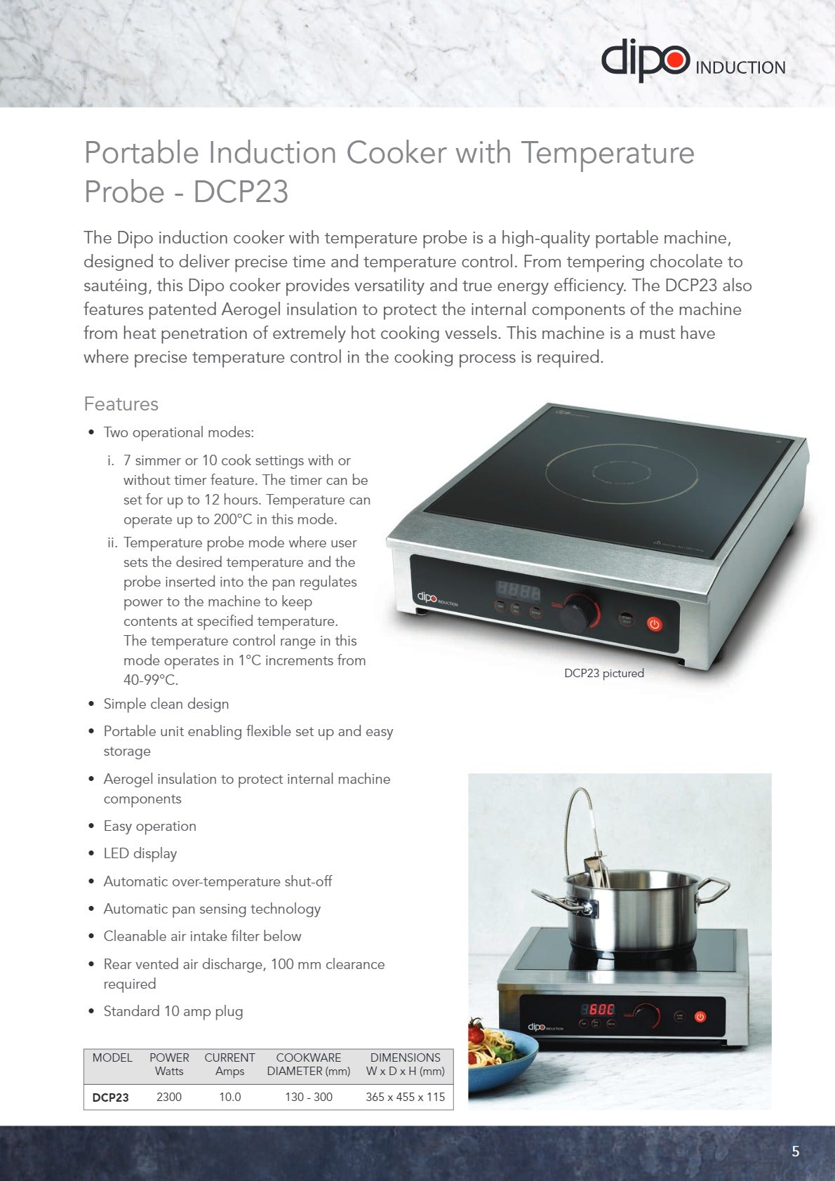 Dipo DCP23 - Induction Cooktop With Temperature Probe