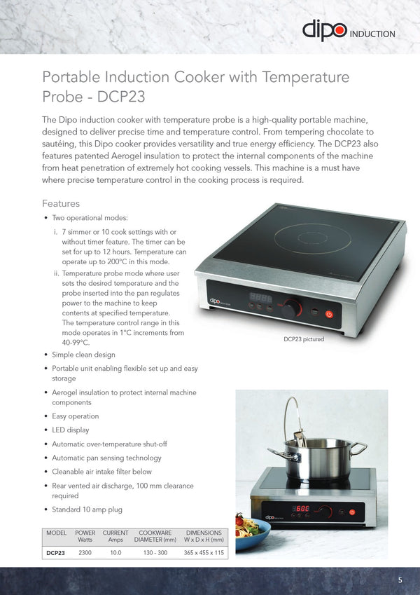 Dipo DCP23 - Induction Cooktop With Temperature Probe