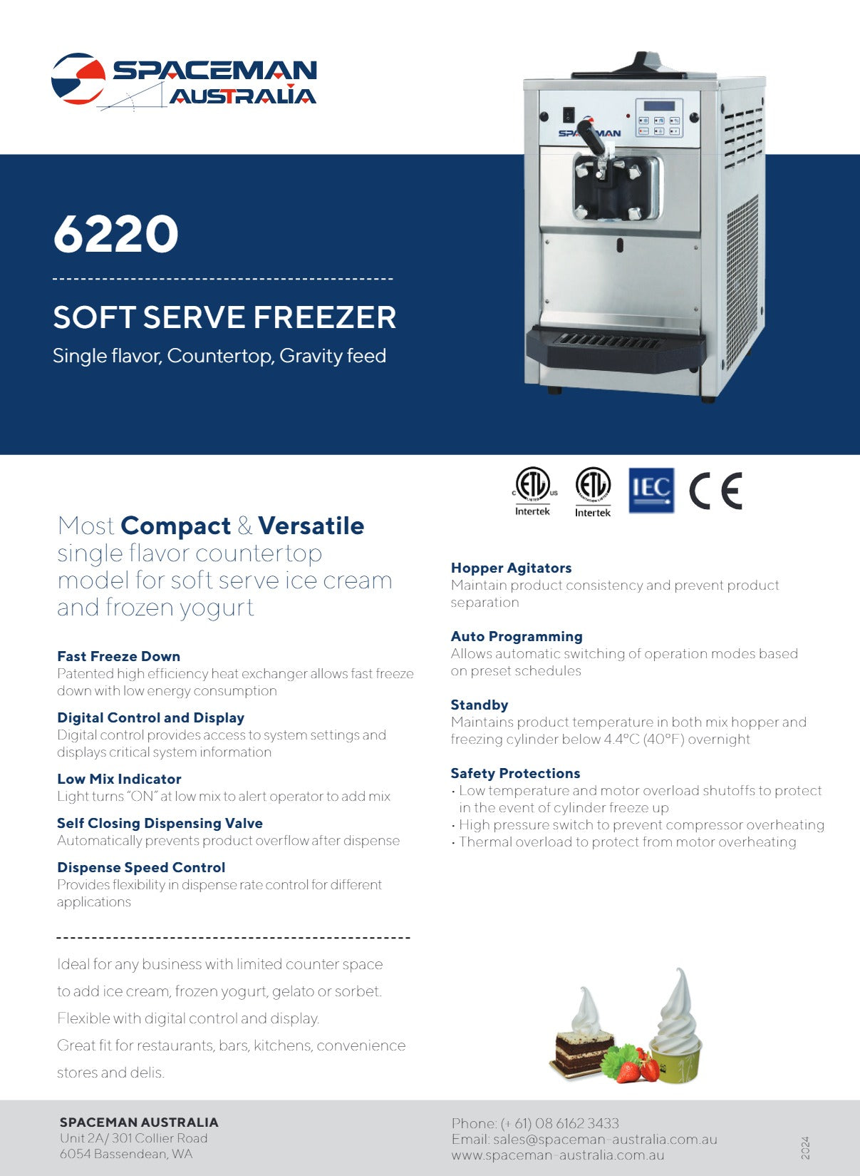 Spaceman 6220 - Soft Serve & Acai Freezer – SilverChef AU