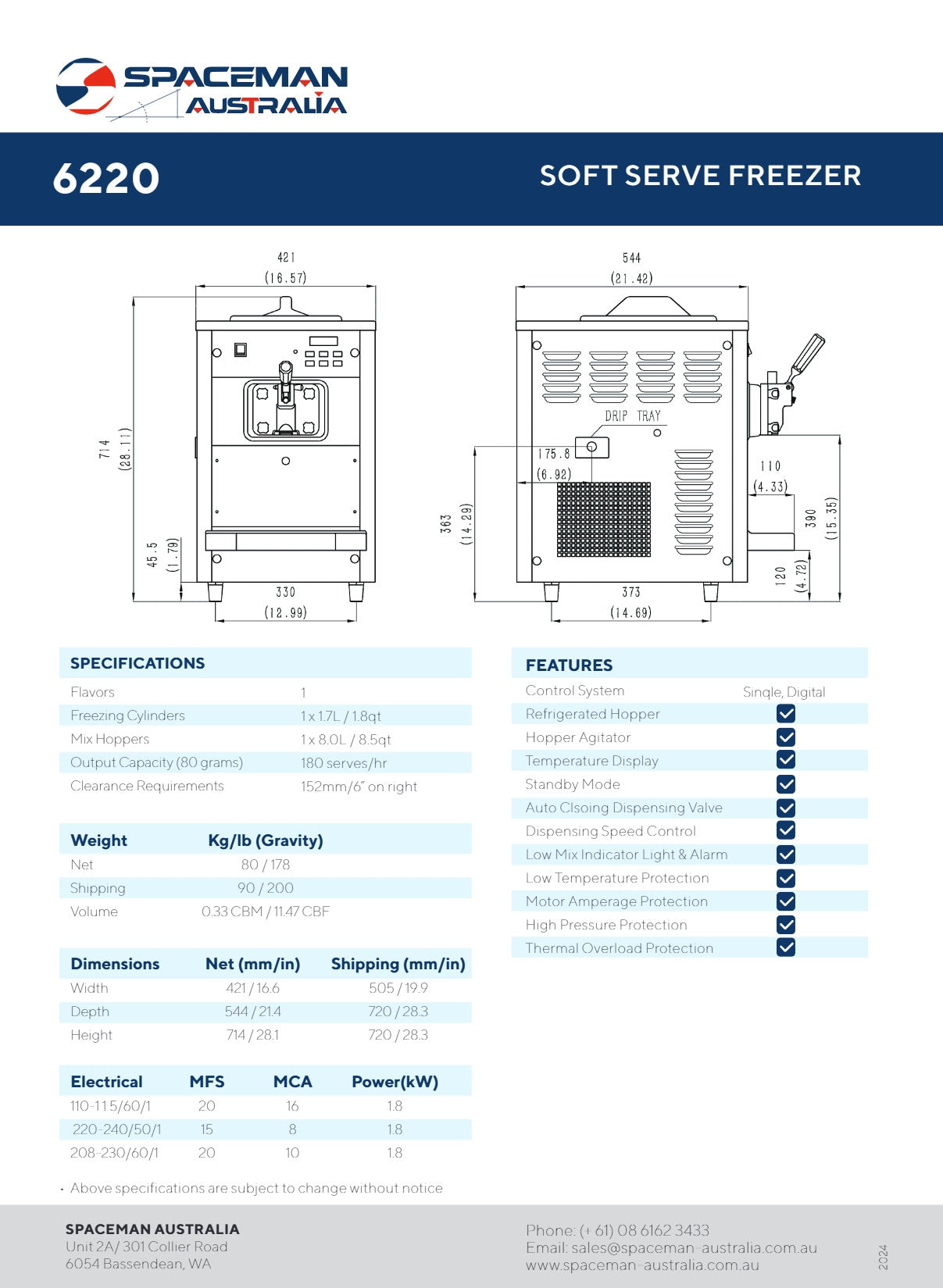 Spaceman 6220 - Soft Serve & Acai Freezer – SilverChef AU