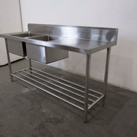 Stainless Steel Double Sink Bench With Splashback