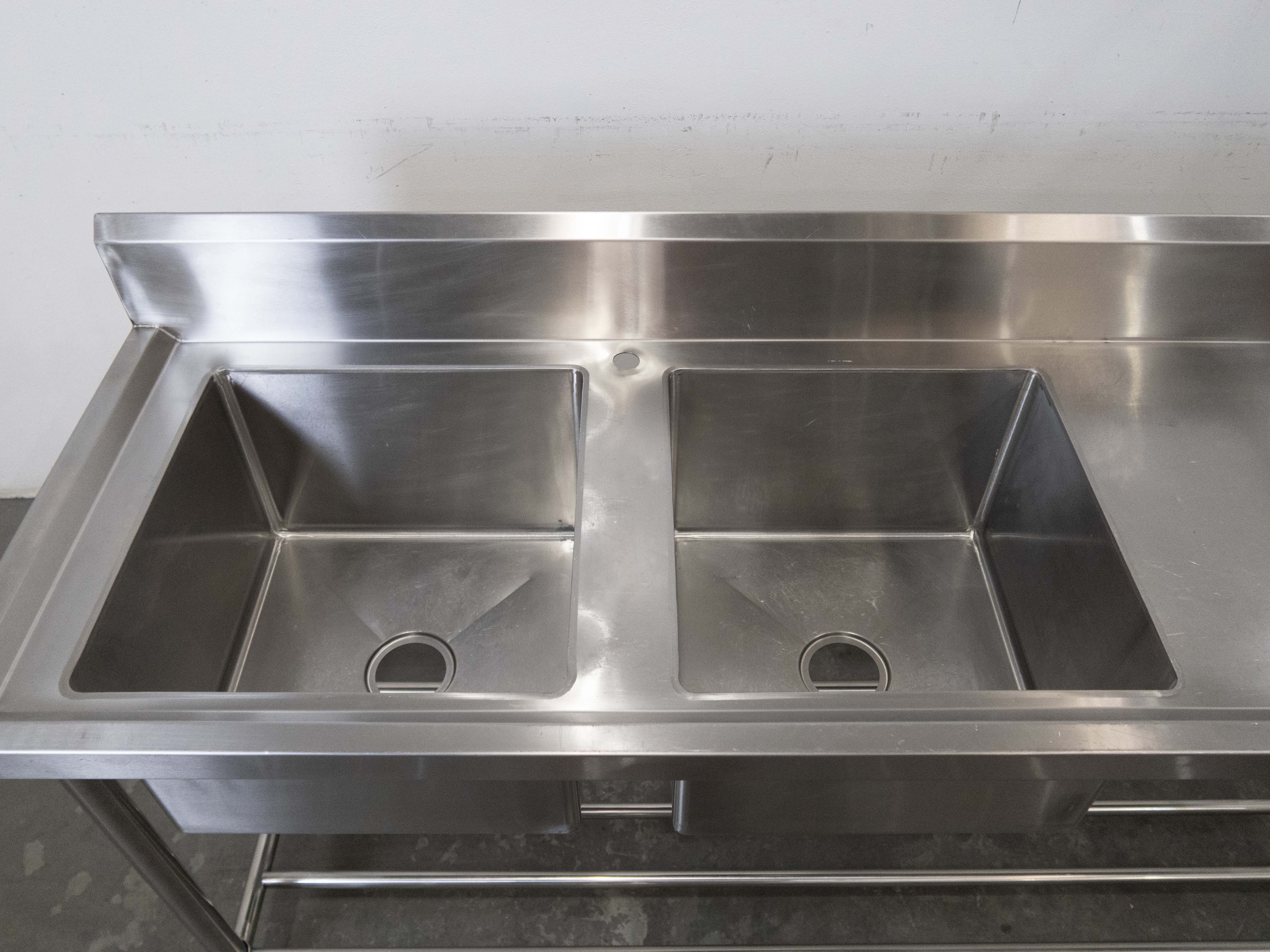 Thumbnail - Stainless Steel Double Sink Bench With Splashback