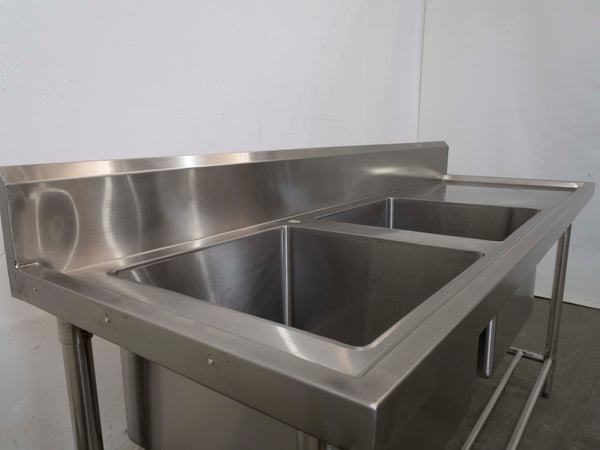 Stainless Steel Double Sink Bench With Splashback