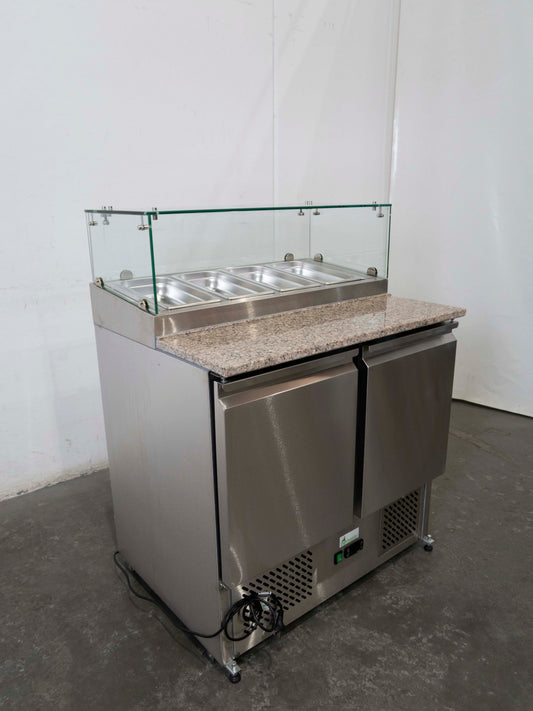 Thermaster GNS900E 2 Door Marble Top Salad Prep Fridge