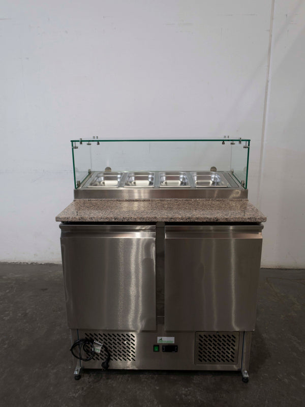 Thermaster GNS900E 2 Door Marble Top Salad Prep Fridge