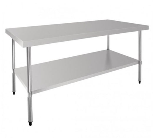 Vogue Stainless Steel Bench with mid shelf