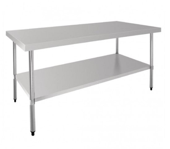 Vogue Stainless Steel Bench with mid shelf