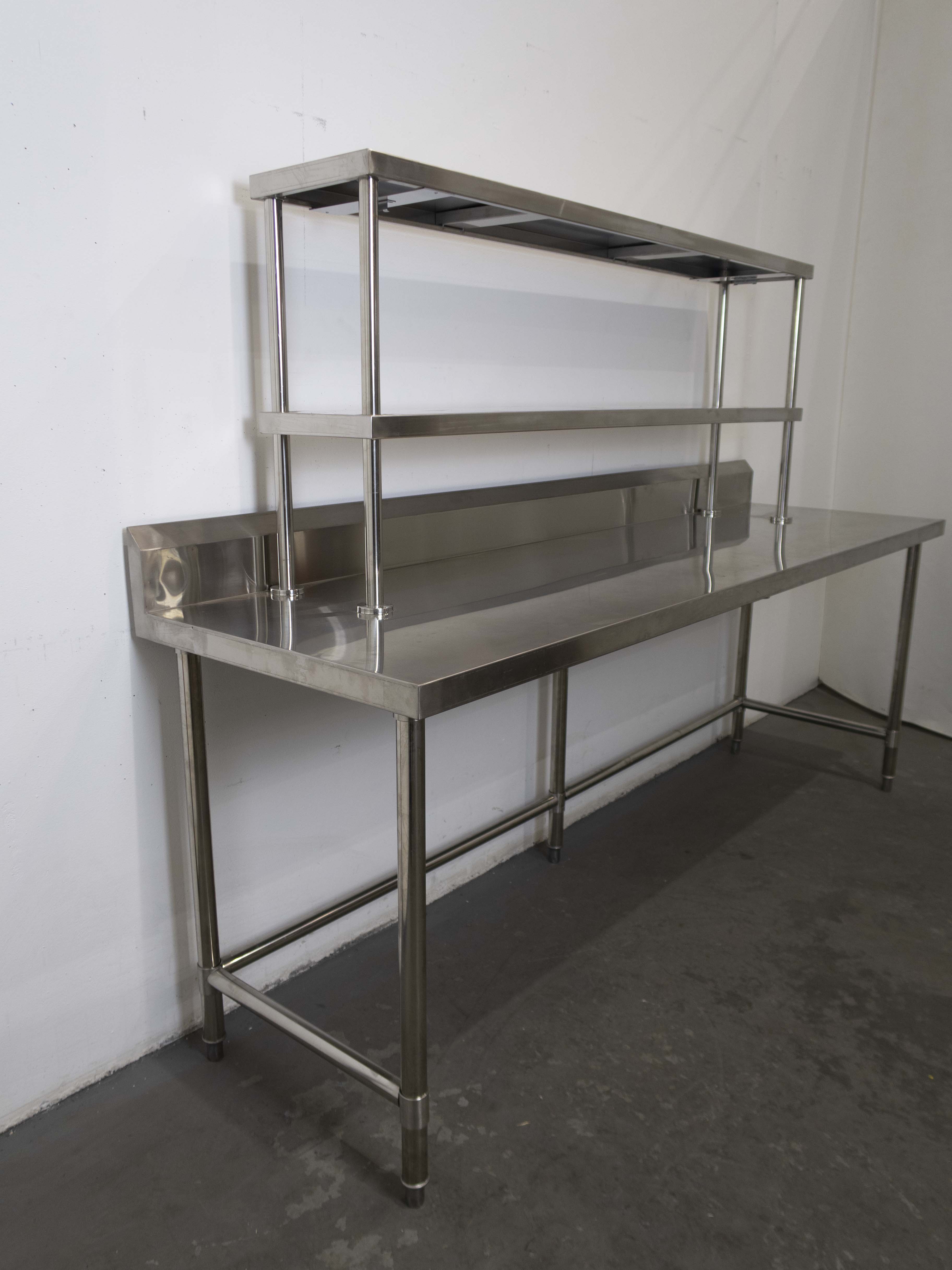 Thumbnail - Stainless Steel Bench with 2 Tier Over Bench Shelving