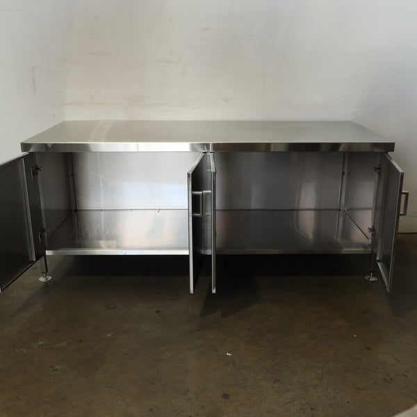 Stainless Steel Bench with 4 Door Storage Cupboard