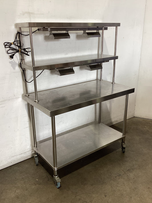 Stainless Steel Bench With Gantry & Heat Lamps