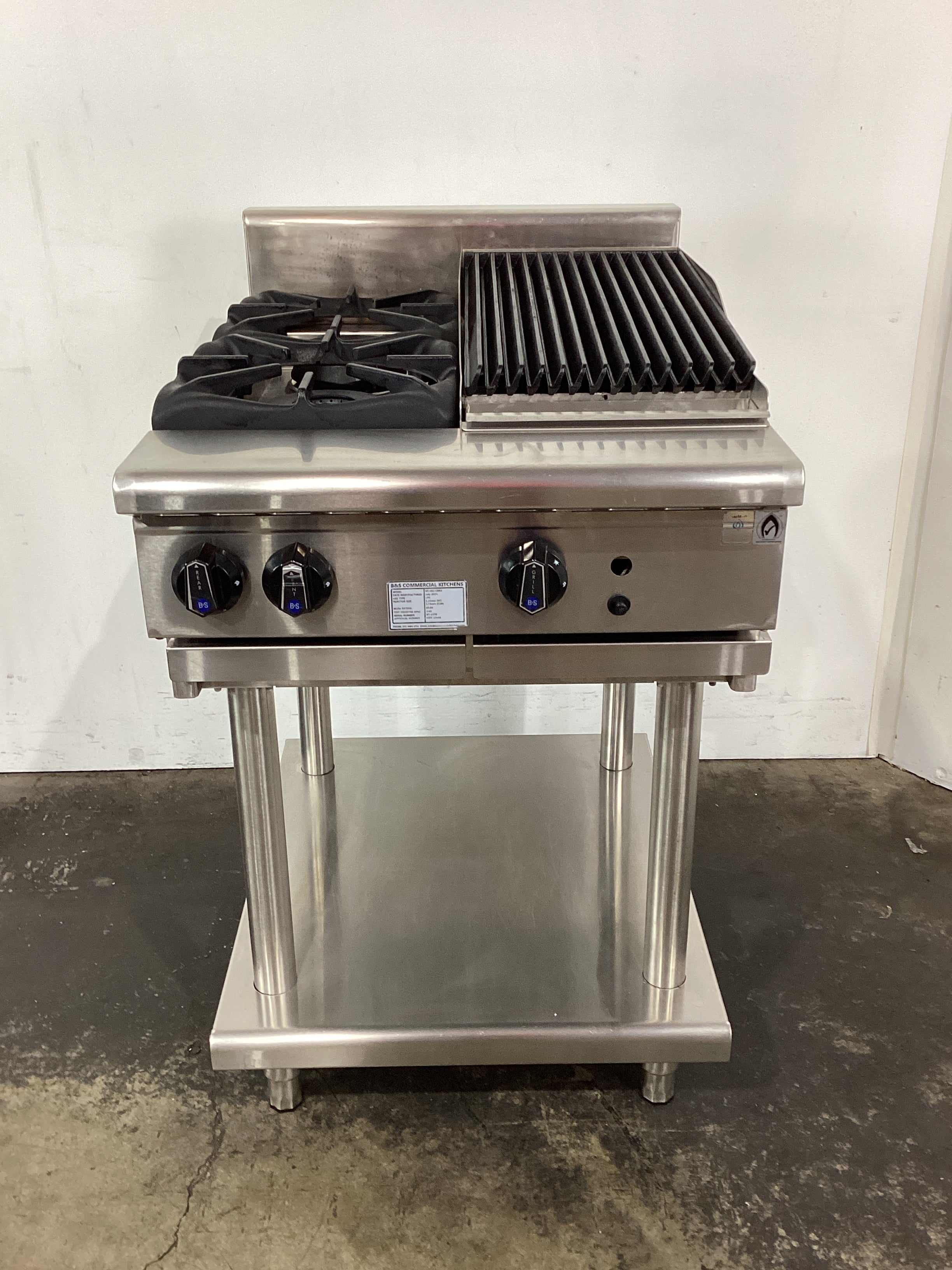 B&S BT-SB2-CBR3 2 Burner Cooktop + Char Grill