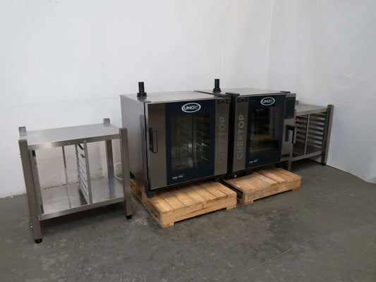 Unox XEVC-0711-EPRM Combi Oven + XEVC-0711-CLM Slowtop Oven with Stands