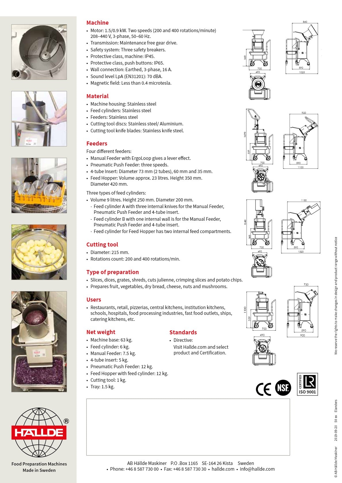 Hallde RG-400i-3PH-Continuous - Vegetable Prep Machine