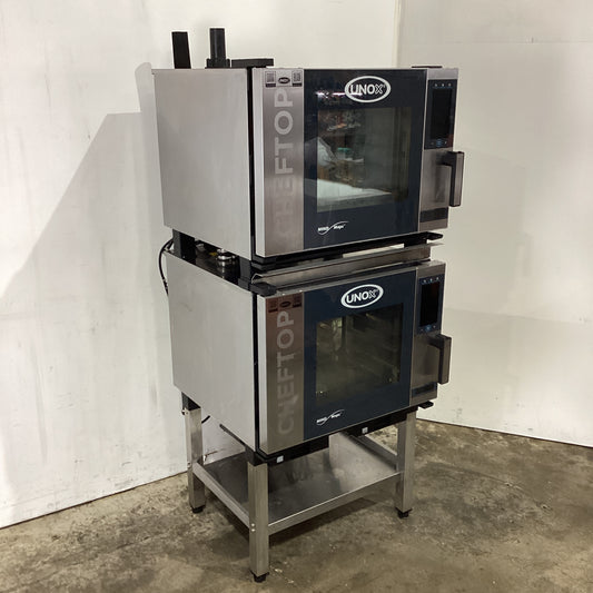 2x Unox Cheftop XEVC-0511-EPRM Combi Ovens + Stand