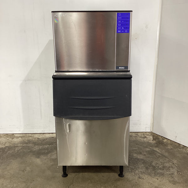 Ice O Matic M302-A Ice Machine + Storage Bin