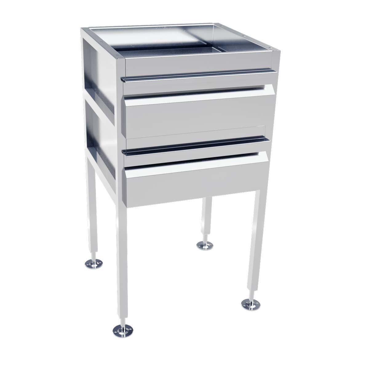 3Monkeez AB-2DRAW - Freestanding Stainless Steel Drawer Unit