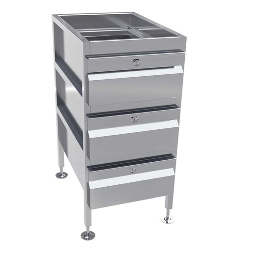 3Monkeez AB-3DRAW-1G - Gastronorm Freestanding Stainless Steel Drawer Unit