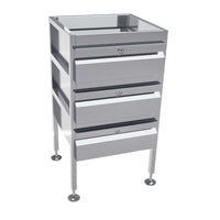 3Monkeez AB-3DRAW-L - Lockable Freestanding Stainless Steel Drawer Unit