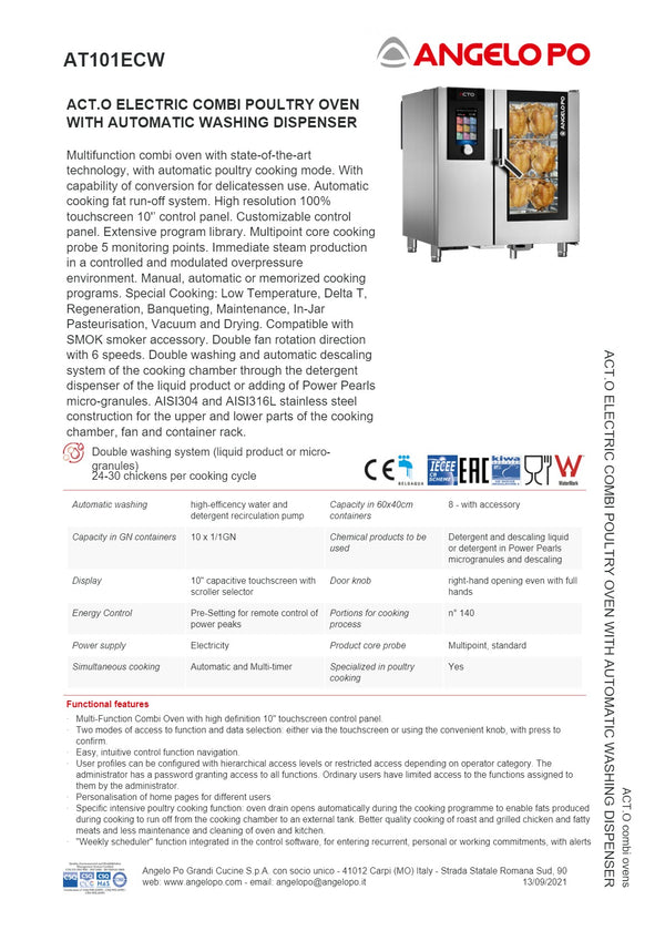 Angelo Po ACT.O AT101ECW - 10 Tray Combi Oven