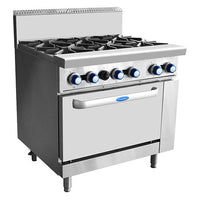 Cookrite AT80G6B-O 6 Burner Cooktop + Oven