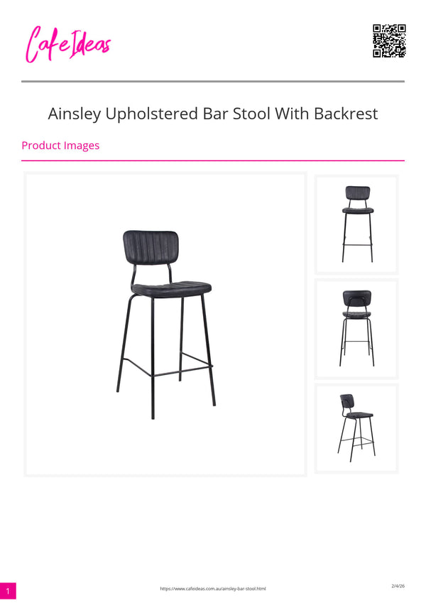 Ainsley Upholstered Bar Stool with Backrest
