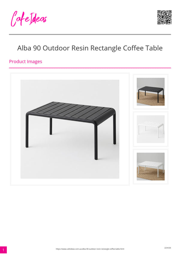 Alba 90 Outdoor Resin Rectangle Coffee Table
