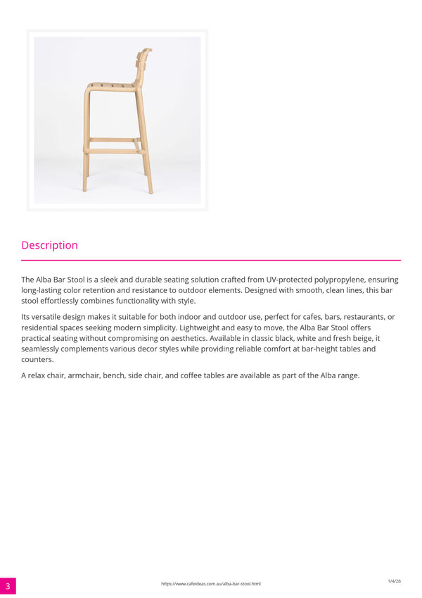 Alba Outdoor Resin Bar Stool