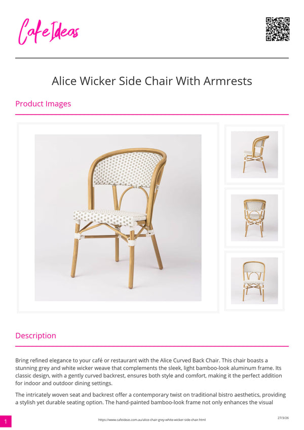 Alice Wicker Side Chair with Armrests