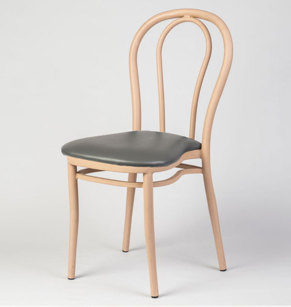 Aluminium Bentwood Stackable Bistro Chair - Beech Frame