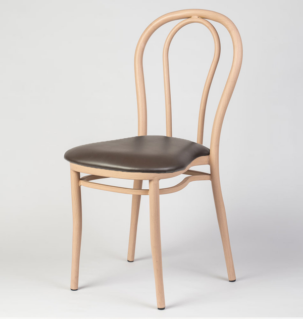Aluminium Bentwood Stackable Bistro Chair - Beech Frame