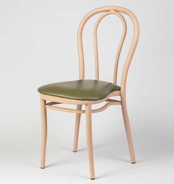 Aluminium Bentwood Stackable Bistro Chair - Beech Frame